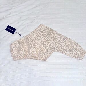 Pretty Little Thing Gold Foil One-Shoulder Crop Top